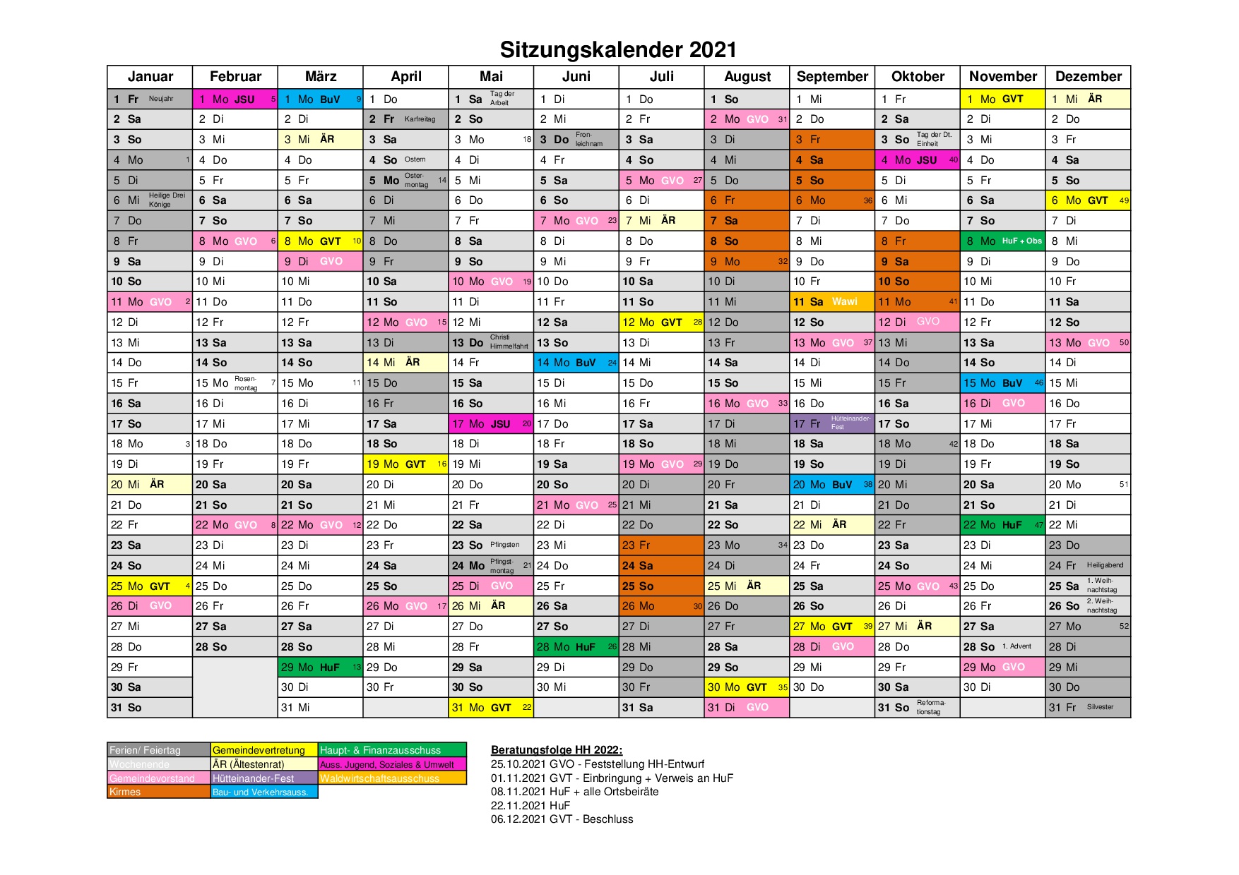 Sitzungskalender 2021