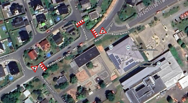 Vollsperrung eines Abschnittes in der Weidenhäuser Straße Straßenbauarbeiten